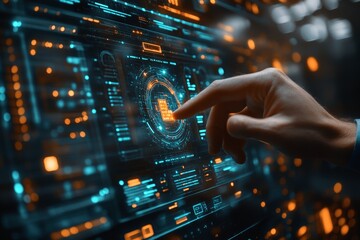 Hand of business analyst interacting with futuristic virtual interface to select correct checkbox representing decision-making and business validation