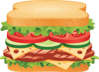 Delicious Grilled Chicken and Cheese Sandwich Vector