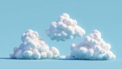 Three fluffy, white clouds against a light blue backdrop