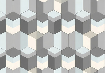 Abstract geometric pattern of gray and beige 3d blocks