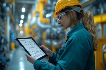 Close-up of digital checklist being completed on tablet by quality manager during factory audit process representing iso compliance and task tracking