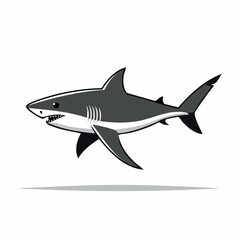 Obraz premium A stylized illustration of a shark, depicted in a side profile, with sharp teeth and fins.