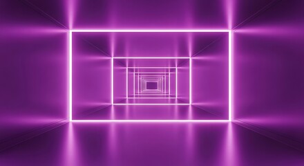 Abstract pink glowing neon frames perspective background rendering graphic