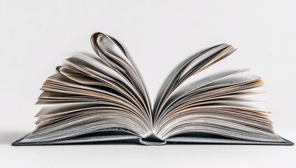 Fototapeta premium Open book, pages fanned, dark cover