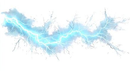 Light blue lightning bolt, streaked, with light gray clouds