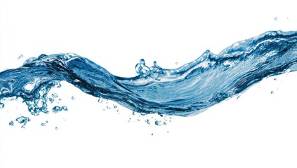 Fluid water waves against white background