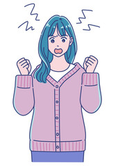 イライラして怒っている若い女性