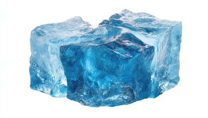 Obraz premium Three vibrant, translucent blue ice cubes