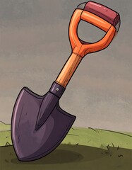 Cartoon illustration of a shovel