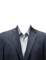A dark gray suit jacket and light gray shirt,  isolated