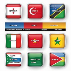 Collection of african country flags icons for global design projects