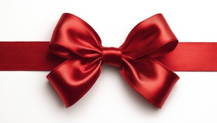Fototapeta premium Red satin ribbon bow on white background (11)