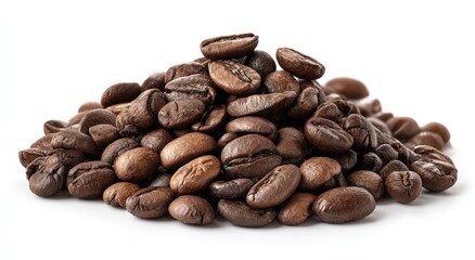 Naklejka premium Roasted coffee beans clustered in a mound