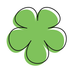 Solid green flower icon in a retro sketch style. The slight outline shift adds a lively, modern hand-drawn touch.