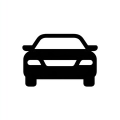 Obraz premium Simple, solid black silhouette of a front-facing car