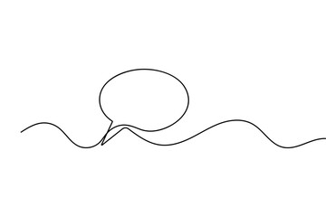 Minimalist style speech bubble outline vector illustration with continuous one line drawing design
