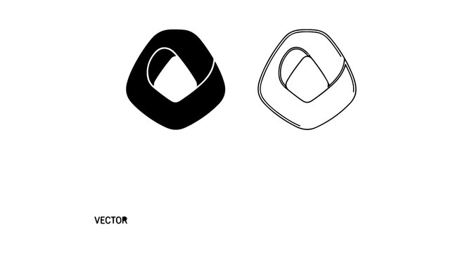 Abstract Mobius Strip Inspired Geometric Shapes in Black and Outline.