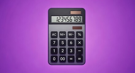Contemporary Calculator on Violet Background for Accounting Purposes