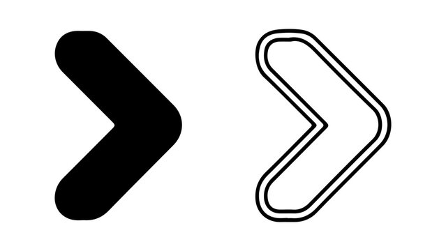 Arrow Icons Directional Symbols in Black and Outline.