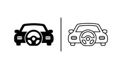 Automotive steering wheel icon representing driving and vehicle control.