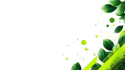 Abstract green leaves, vibrant colors, black background