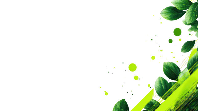 Abstract green leaves, vibrant colors, black background - Powered by Adobe