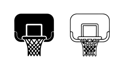 Basketball hoop icons in solid and outline vector styles. © Buna