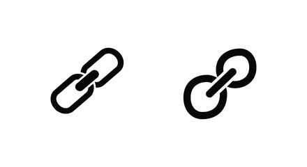 Simple black and white illustration showing two linked chain icons