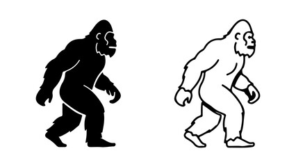 Bigfoot and gorilla silhouette comparison.
