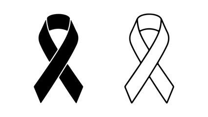 Black and white awareness ribbon symbols.