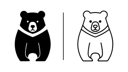 Black and white bear icons simple design 2.