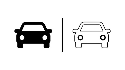 Black and White Car Icons Side by Side.