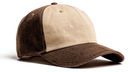 Baseball cap two tone brown beige