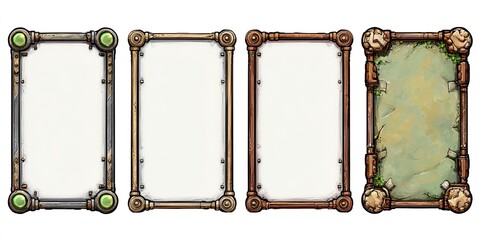 Four rectangular frames with varying decorative borders