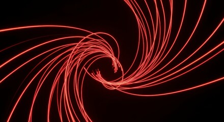 Crimson Energy Vortex - A Swirling Funnel of Luminous Red Light Trails.
