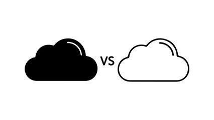 Black and White Cloud Icons Versus Symbol.