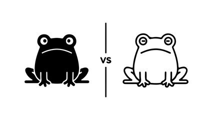 Black and white frog icons side by side comparison.