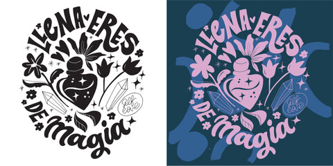 Cute hand drawn doodle lettering quote in spanish about life, love. Lettering for t-shirt design, mug print, bag print, clothes fashion. 100% hand drawn vector image.
