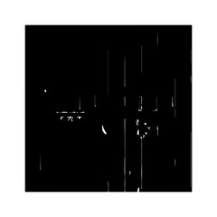 Black and white image of a blurry city scene.