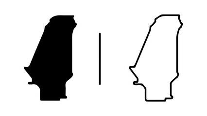 Black and white outline map of Togo.