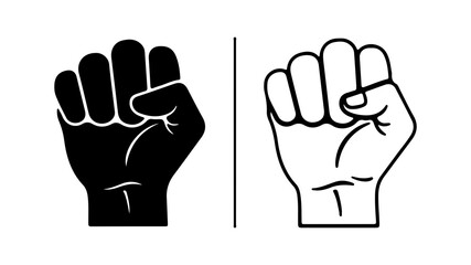 Black and White Raised Fists Symbolizing Solidarity and Resistance.