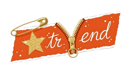 Trend concept with zipper, star and safety pin