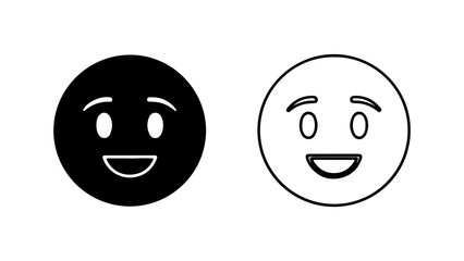 Black and White Smiling Face Icons with Expressive Eyebrows.