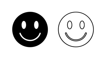 Black and White Smiley Face Icons with Positive Expression.