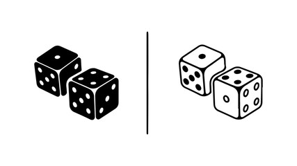Black and white vector illustration of two pairs of dice 1.