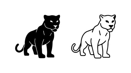 Black Panther Silhouette and Outline Icon.