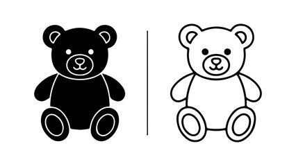 Black silhouette and line art teddy bear icons.