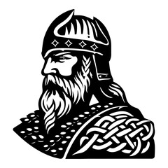 Unique Black Monochrome Vector Illustration of Housecarl Viking Warrior Soldier Guard Fighter Knight Symbol