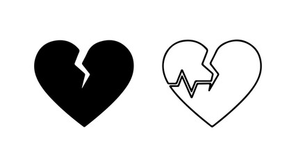 Broken Heart Icons Symbolizing Pain and Loss in Love.