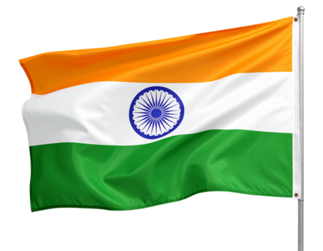Flag of India isolated on transparent or white background